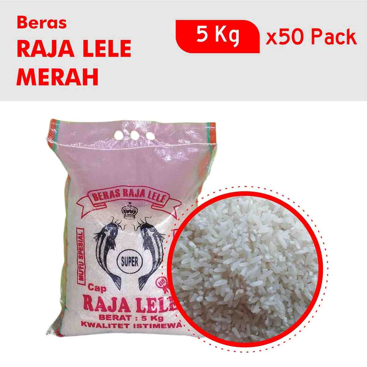 Jual Beras Raja Lele Merah 5 Kg x 50 Pack Murah
